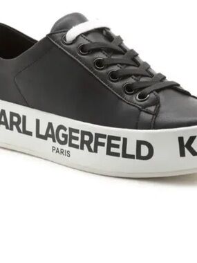 Karl Lagerfeld Black and White Platform Logo Sneaker